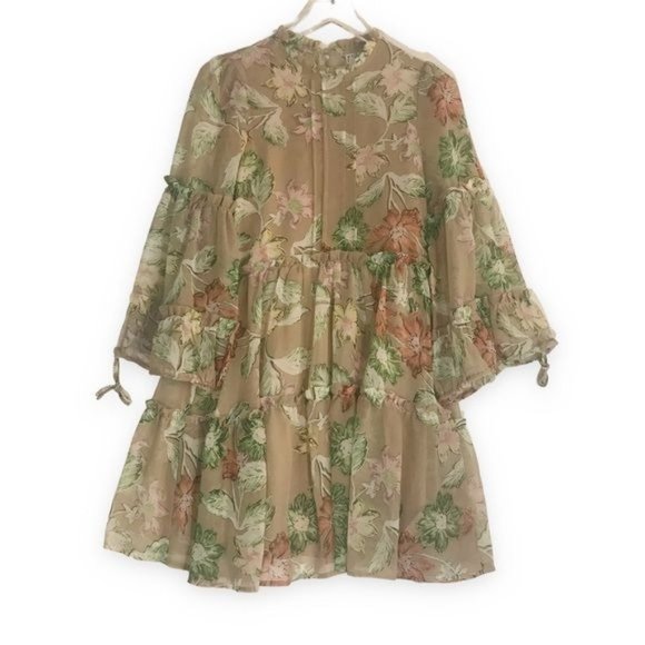 POLLY Eden Bloom Ruffle Tiered Floral Dress Size 2 - Picture 3 of 9